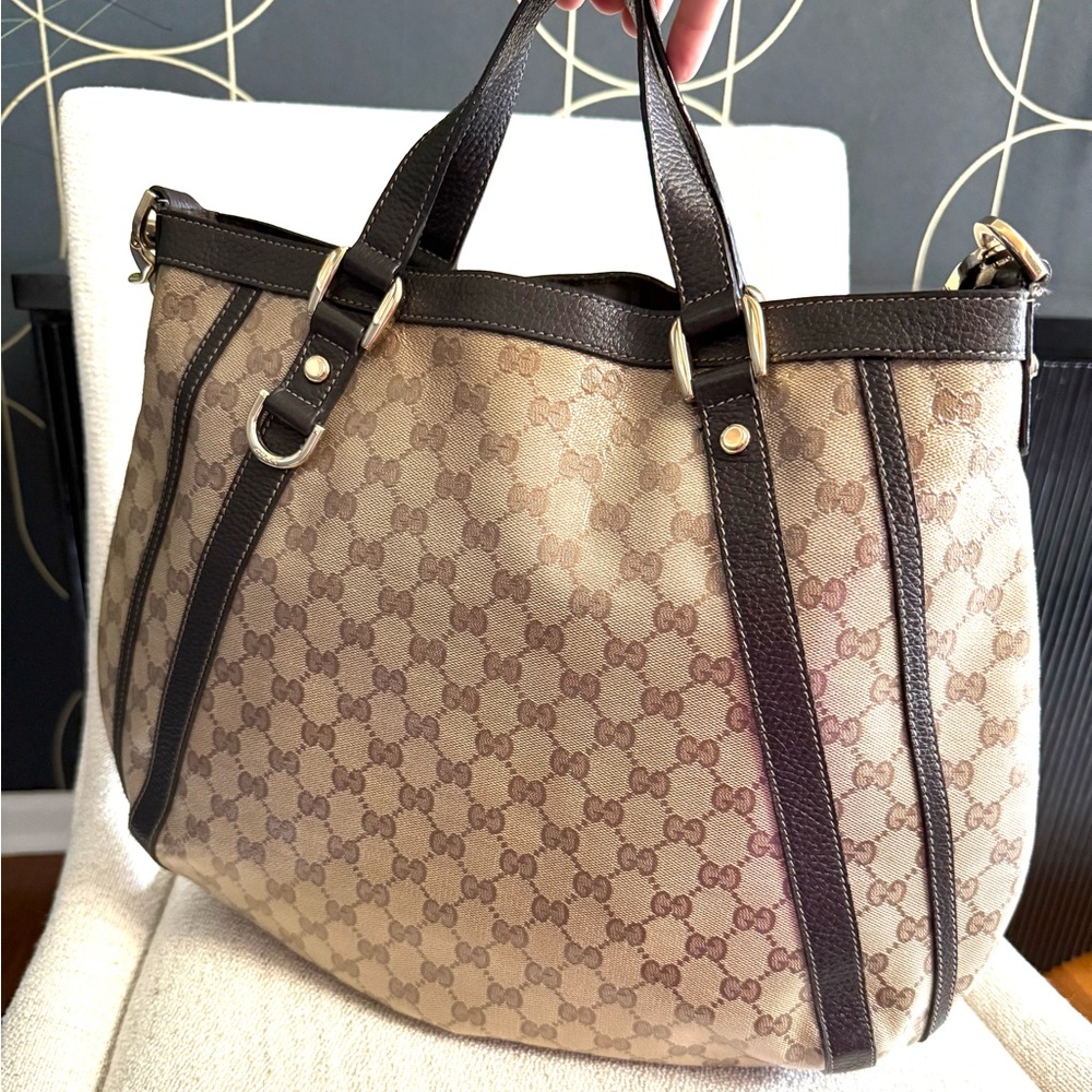 Authentic GUCCI Monogram Medium Abbey tote bag brown monogram supreme canvas - Picture 11 of 16
